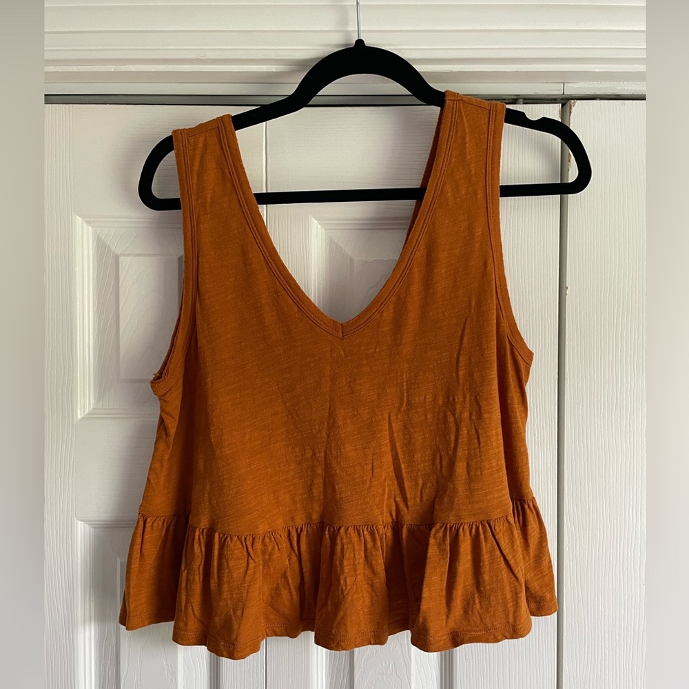 Wild Fable Rust Orange Peplum Tank Top